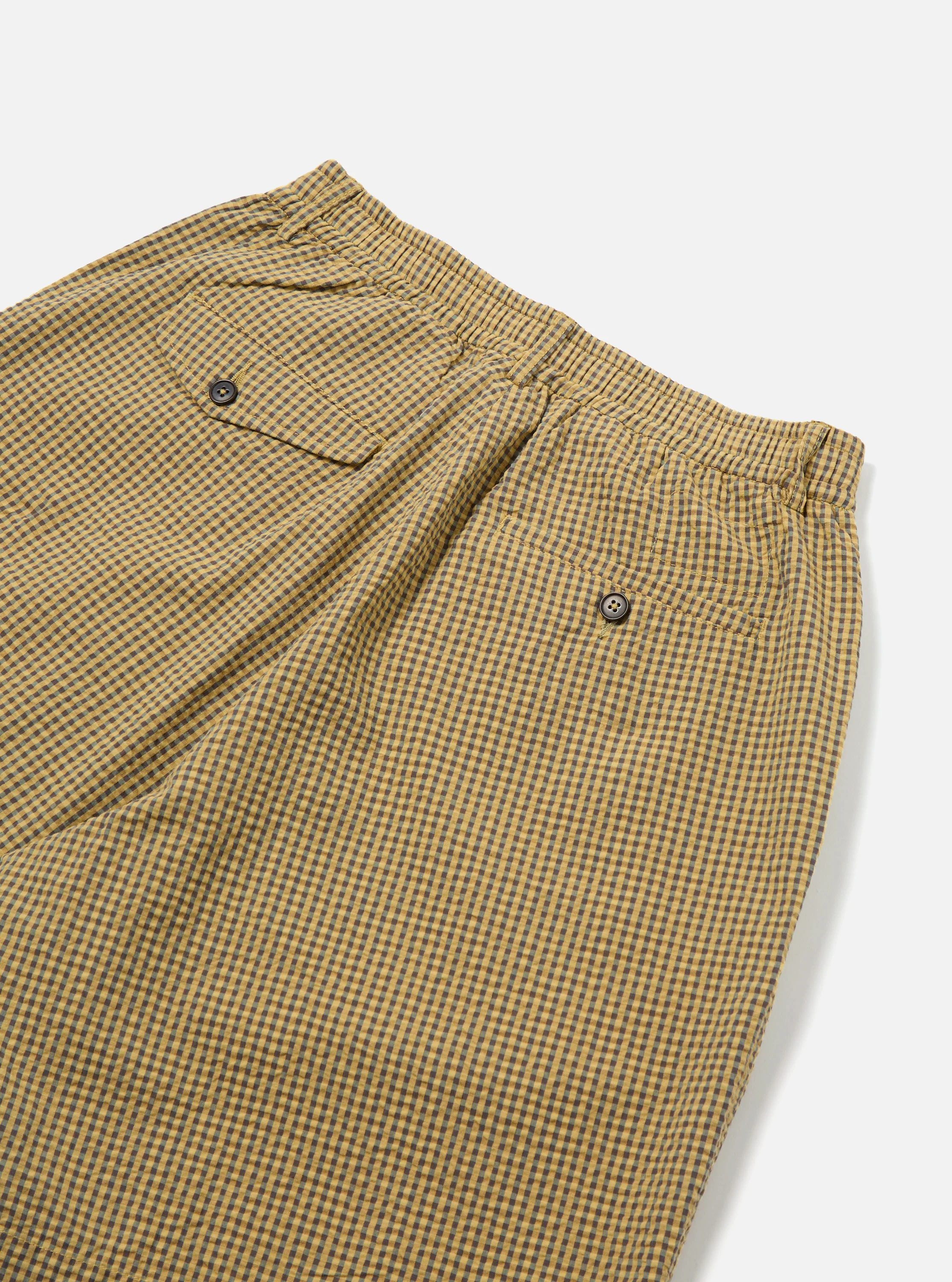Yellow Japanese Seersucker Pleated Track Short - Image 6