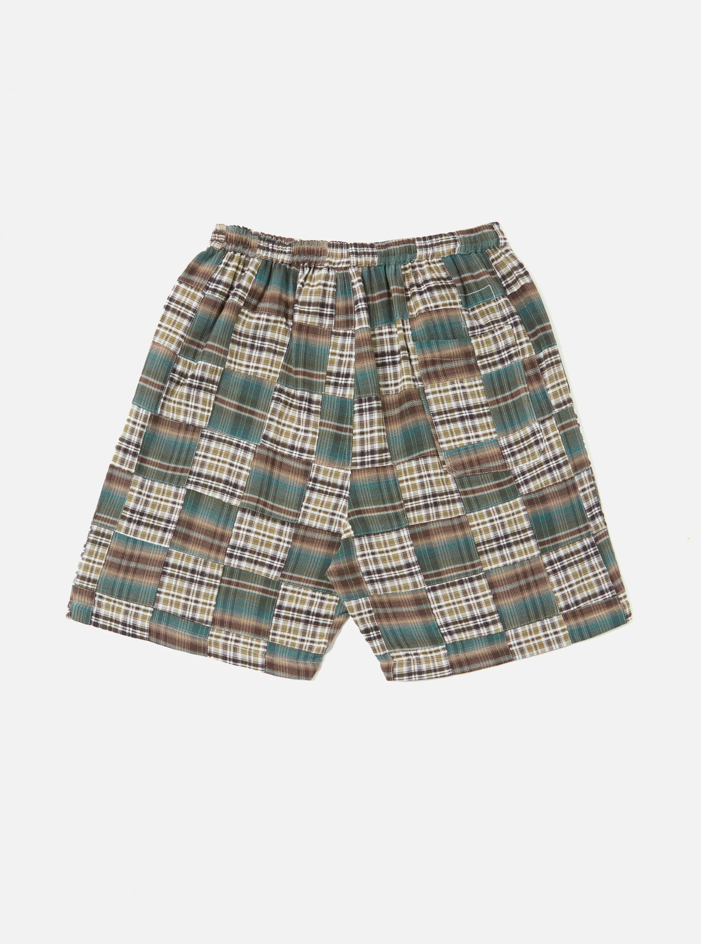 Green Patchwork Madras Pyjama Short - Image 3