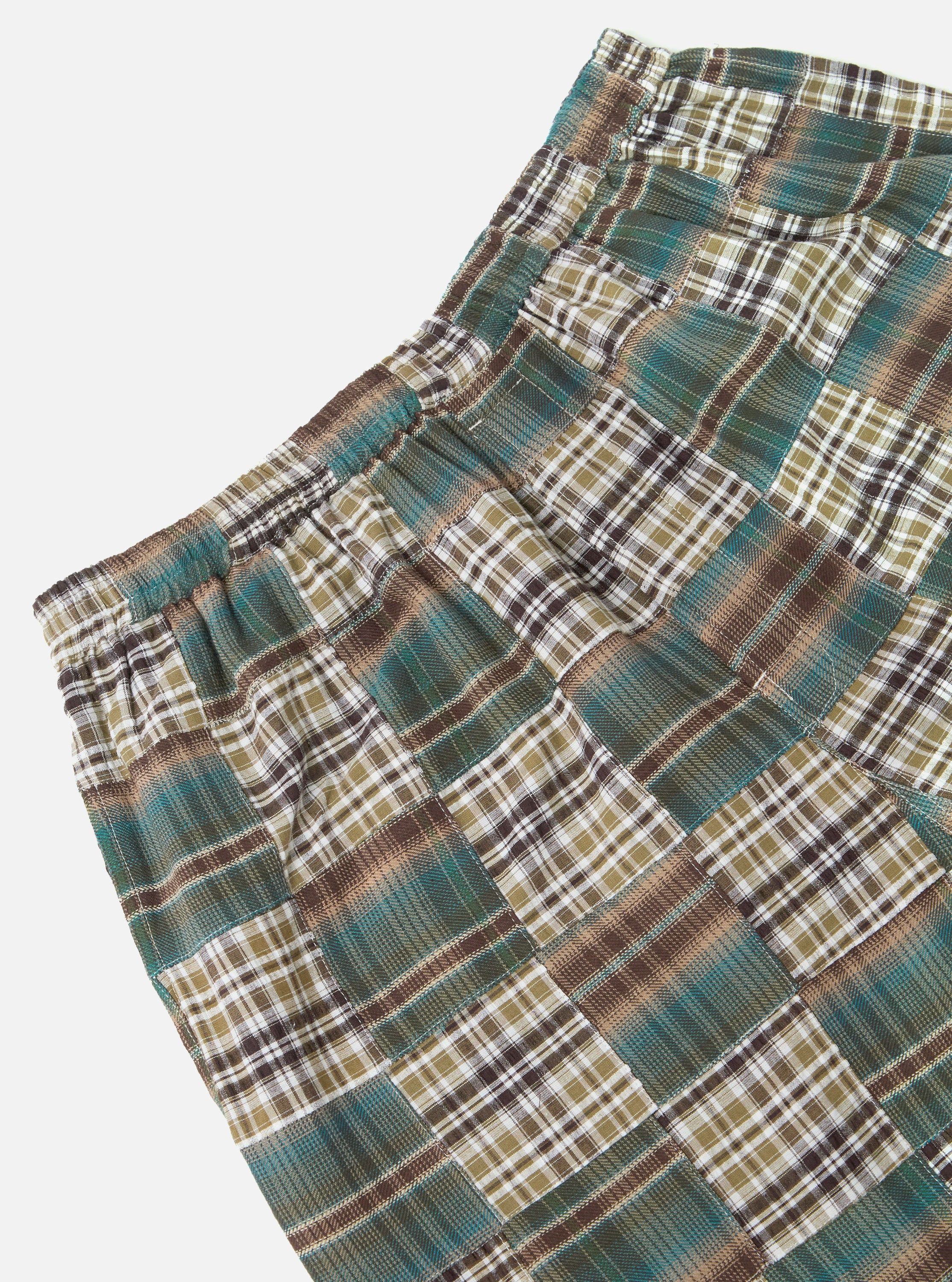 Green Patchwork Madras Pyjama Short - Image 4