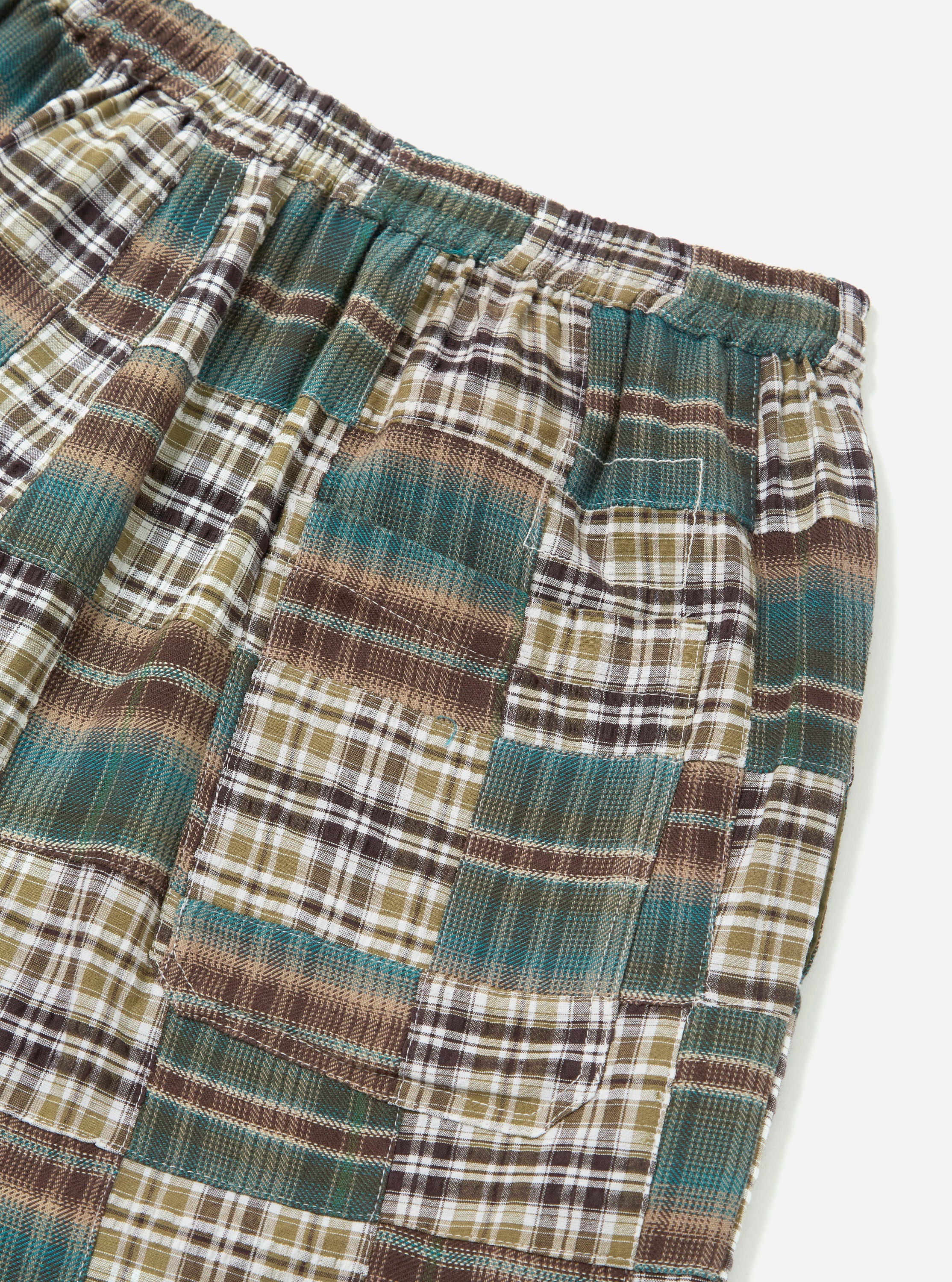 Green Patchwork Madras Pyjama Short - Image 5