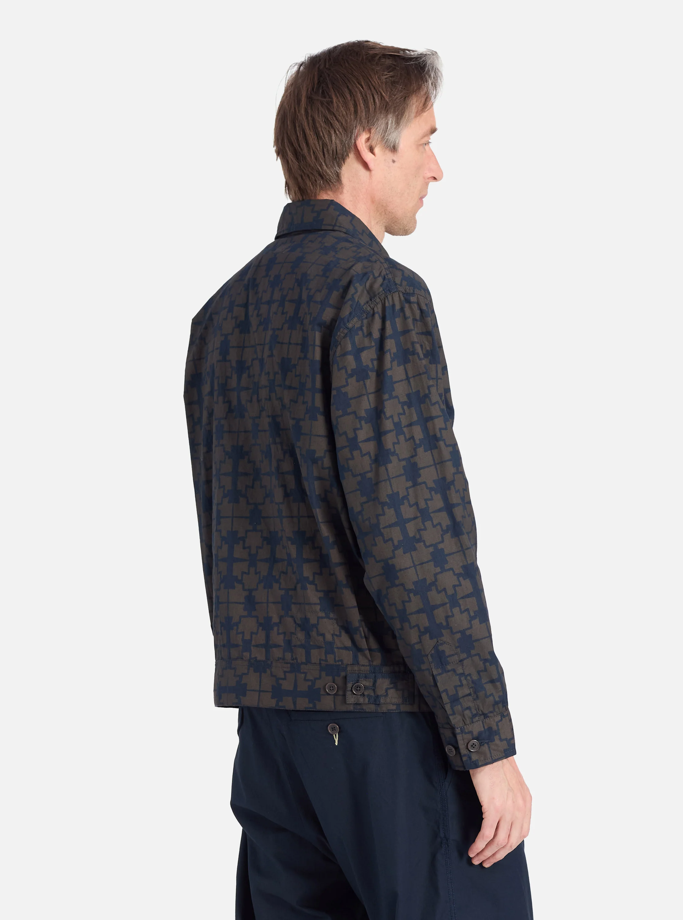 Navy Mitla Print Cotton Rose Bowl Jacket - Image 3