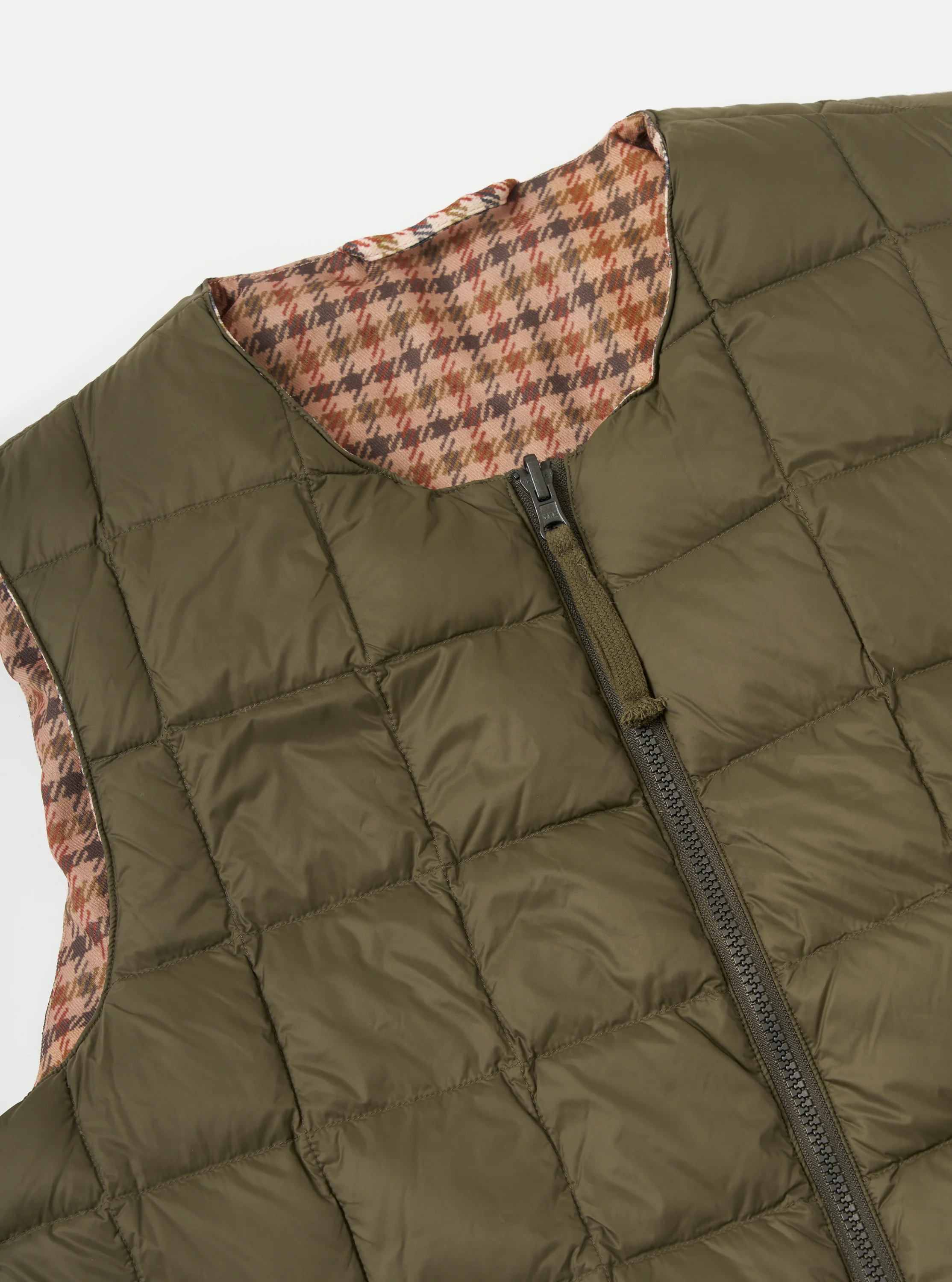 TAION x Universal Works Reversible Dark Olive Military Line Vest - Image 11