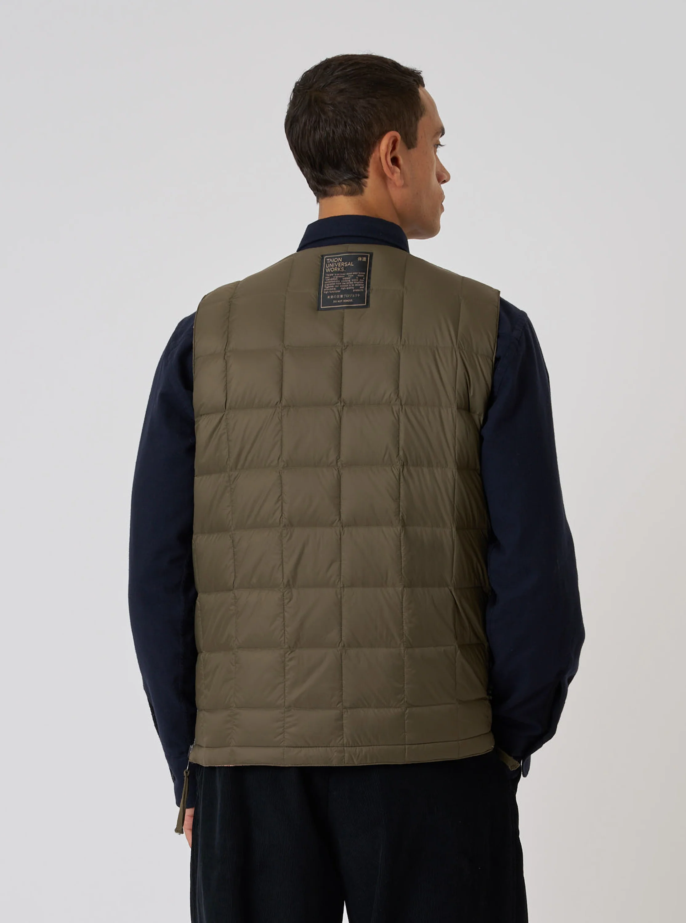 TAION x Universal Works Reversible Dark Olive Military Line Vest - Image 3