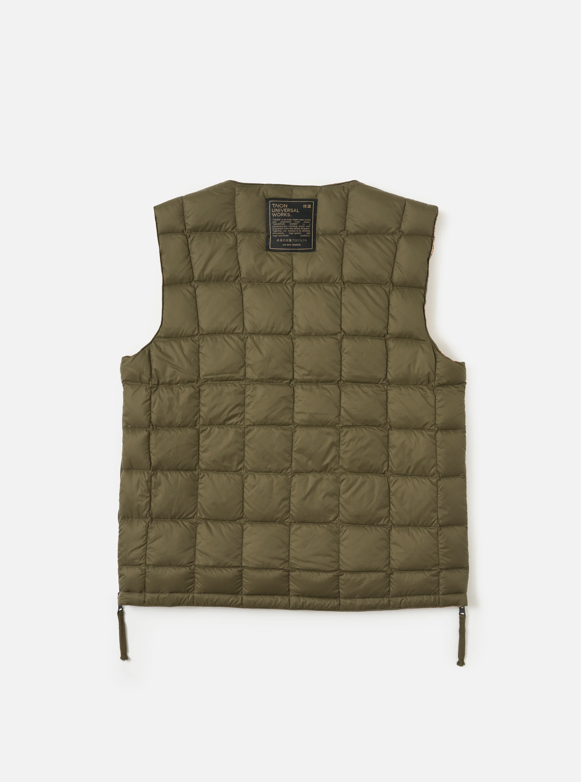 TAION x Universal Works Reversible Dark Olive Military Line Vest - Image 8