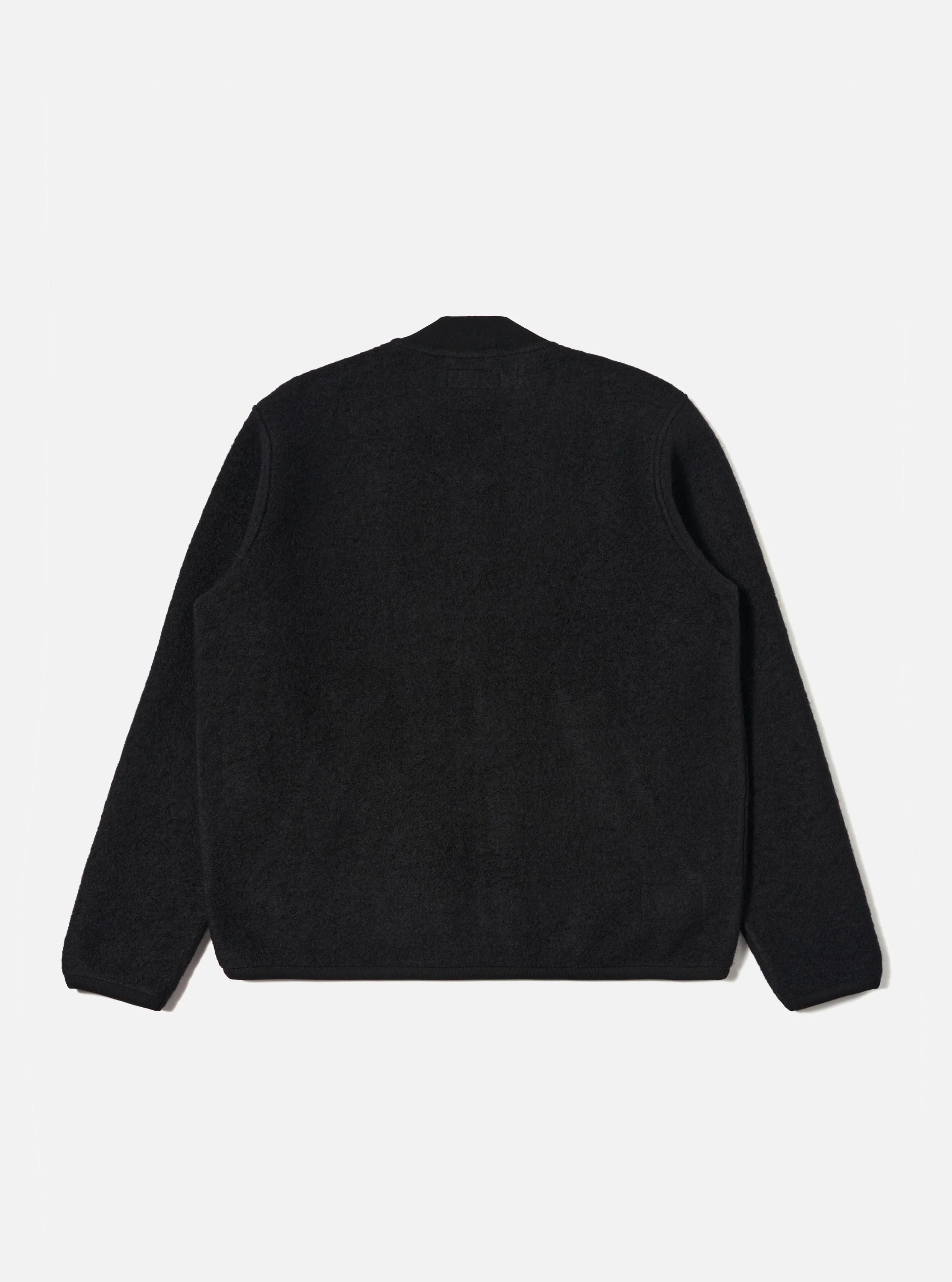 Black Wool Fleece Zip Bomber - Image 5