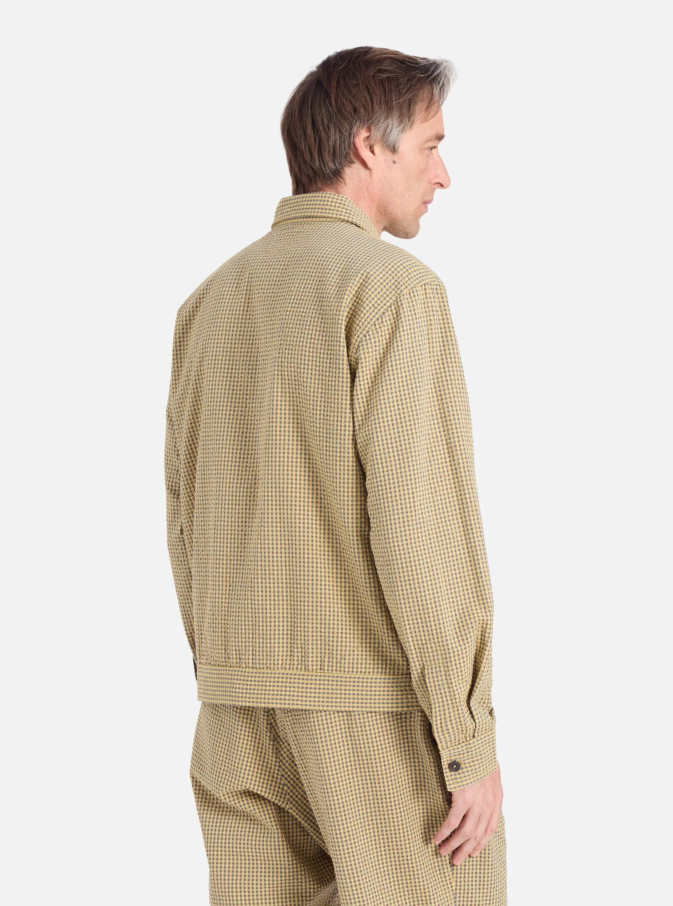 Yellow Japanese Seersucker Zip Uniform Jacket - Image 3